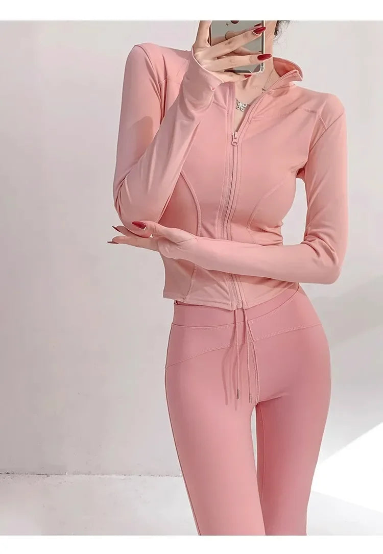 Sun Quick Drying Sports Coat Women's Tight Top Yoga Jacket Long Sleeve Zipper Jacket Running Fitness Women's Jacket S-3XL