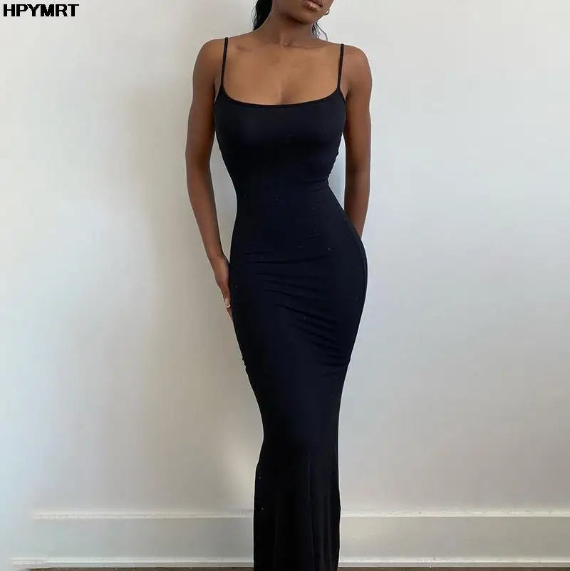 Satin Slip Sleeveless Backless Slim Sexy Maxi Dress 2022 Spring Women Party Y2K Concise Bodycon Elegant Dresses Female Clothing