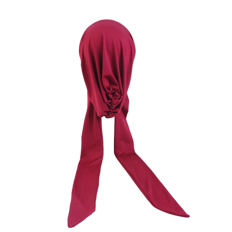 Women Muslim Turban Cap Soft Stretch Pre-Tied Hat Islamic Headscarf Turban Hat Bonnet Turbante Mujer Chemo Cap Headwear