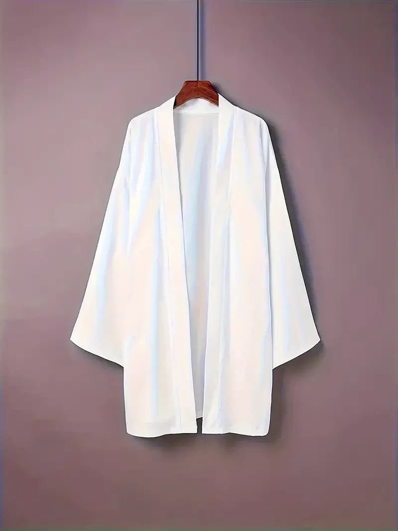 Men's Solid Color Long Sleeve Cardigan Long Kimono Shirt Asian Traditional Wear Yukata Haori Jacket Coat 6 Color Japanese Kimono