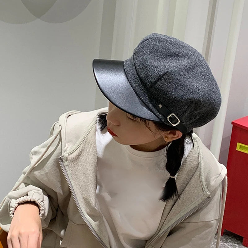 Vintage Beret Newsboy Hat Adjustable Autumn Winter Hat Beret Octagonal Cap Soft Woolen Beret For Women Berets Painter Cap