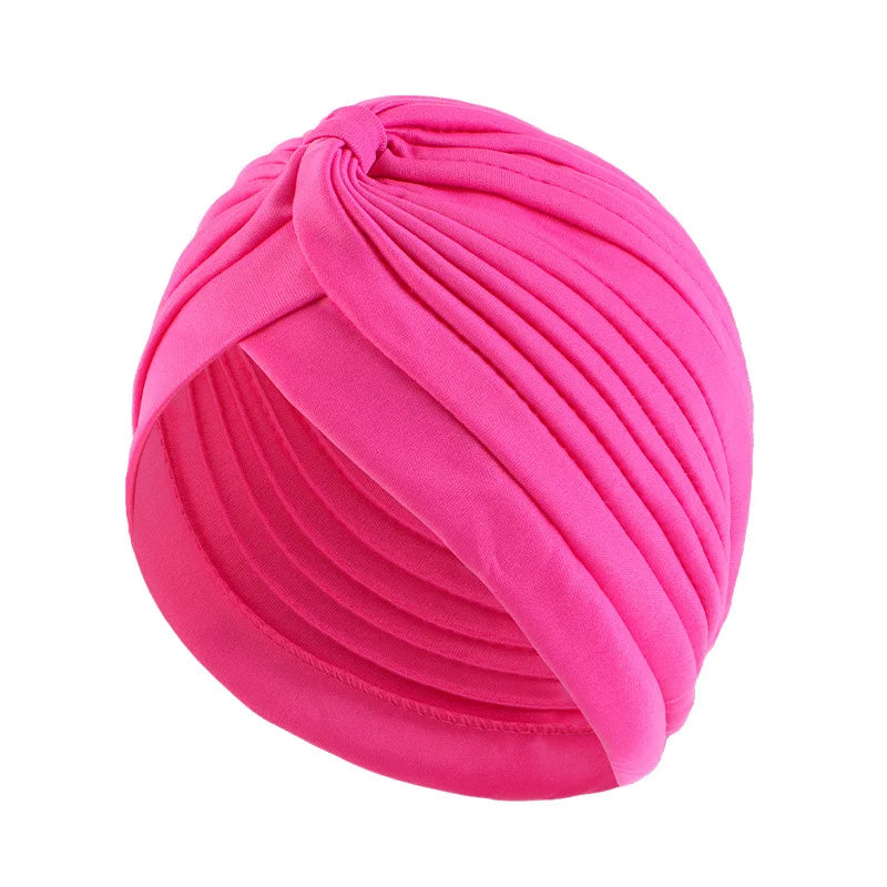 Stretchy Knot Twist Turban Bandanas Women Headscarf Bonnet Muslim Hijab Indian Hats Female Chemo Cap Adult Solid Color Head Wrap