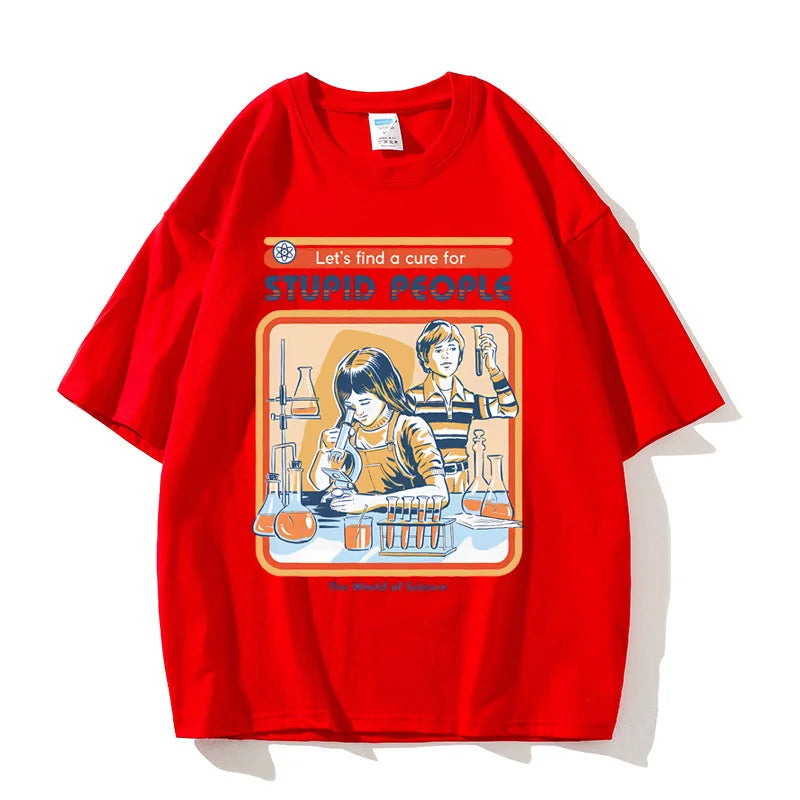 A Cure for Stupid People Clothing Male Breathable Tshirt Loose T-Shirts Harajuku Casual Cotton Short Sleeve Couple TEE