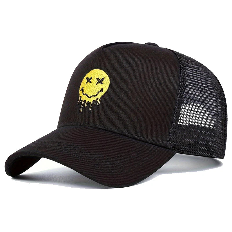 Unisex XX Smiling Face Print Baseball Net Caps Spring and Summer Outdoor Adjustable Casual Hats Sunscreen Hat