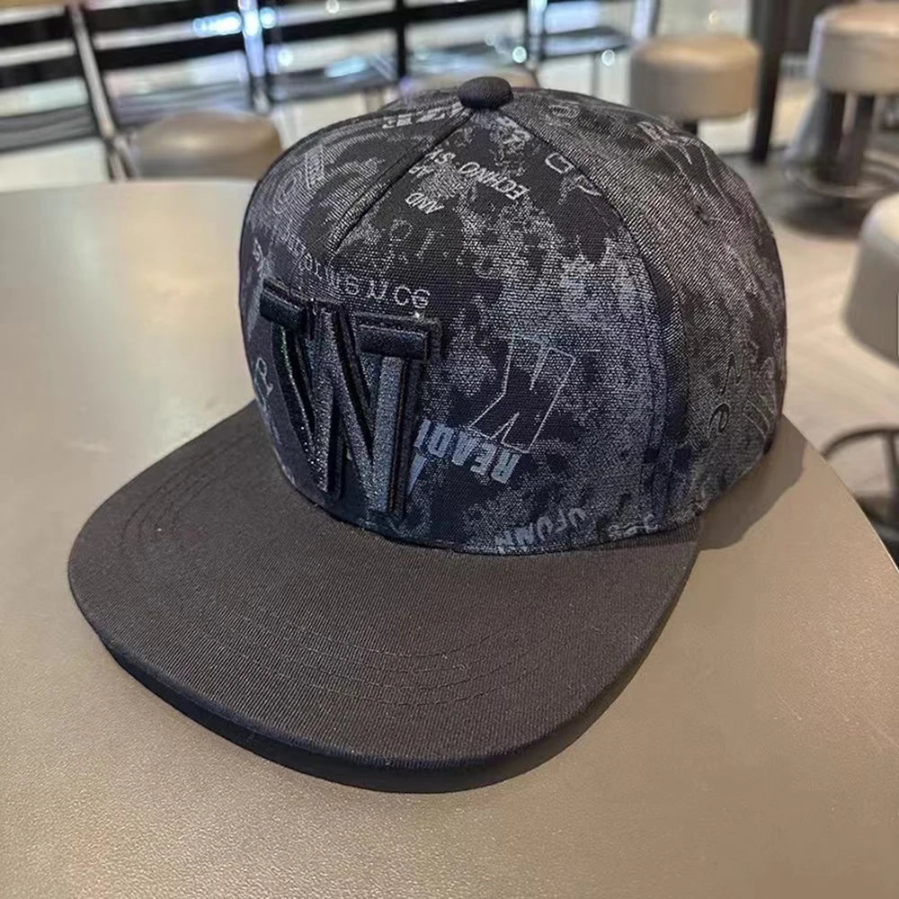 New Fashion Men's Letter Embroidery Tide All-match Flat Brim Baseball Cap Summer Hip-hop Hat Outdoor Shade Adjustable Peaked Cap