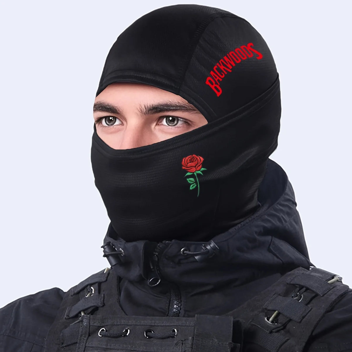 1pc/2pcs optional - Rose BackWOODS printed balaclava hat windproof dustproof breathable - unisex outdoor sports full face mask