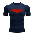 Summer Casual Run Compression T-Shirt Men Tops Bat Print Quick-Dry Fitness Gym Sportswear MMA Rashguard Jersey Workout Tee Male