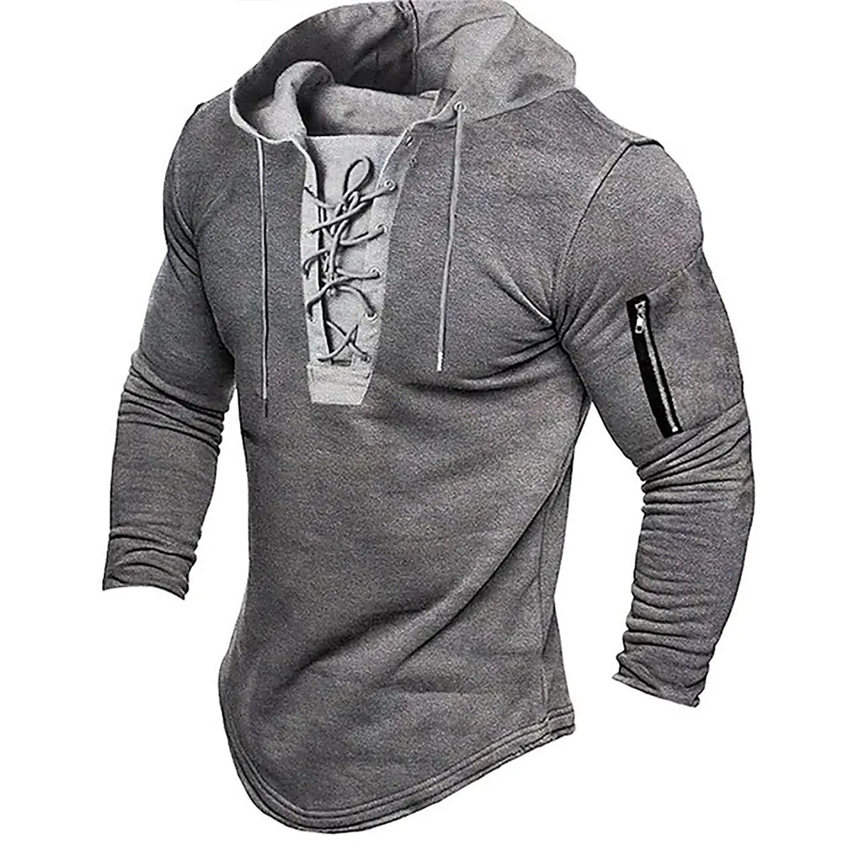 Men Pullover Hooded Sweatshirt Solid Color Lace Up Sports Casual Hoodies Spring Autumn Clothing American Retro Mens Sweatshirt