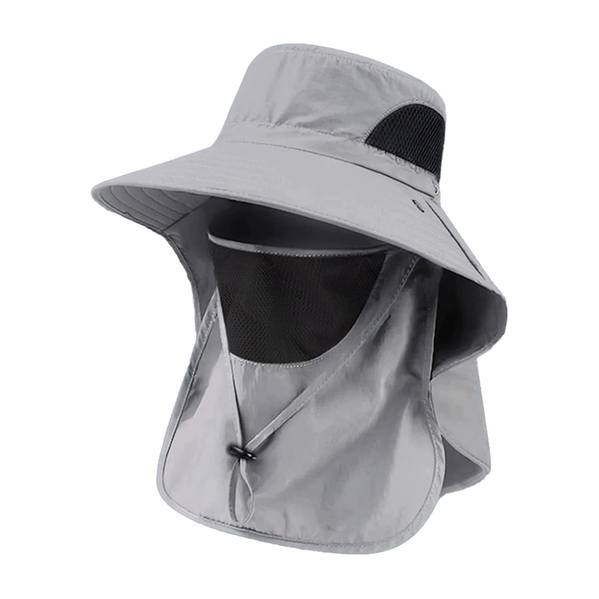 Polyester Sun Fishing Hat With Neck Cover Wide Brim UV Protection Breathable With Chin Strap For Beach Hiking Men Women