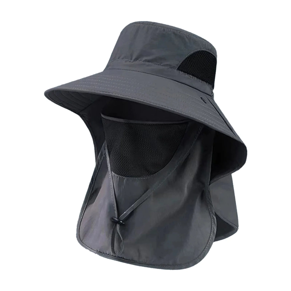 Polyester Sun Fishing Hat With Neck Cover Wide Brim UV Protection Breathable With Chin Strap For Beach Hiking Men Women