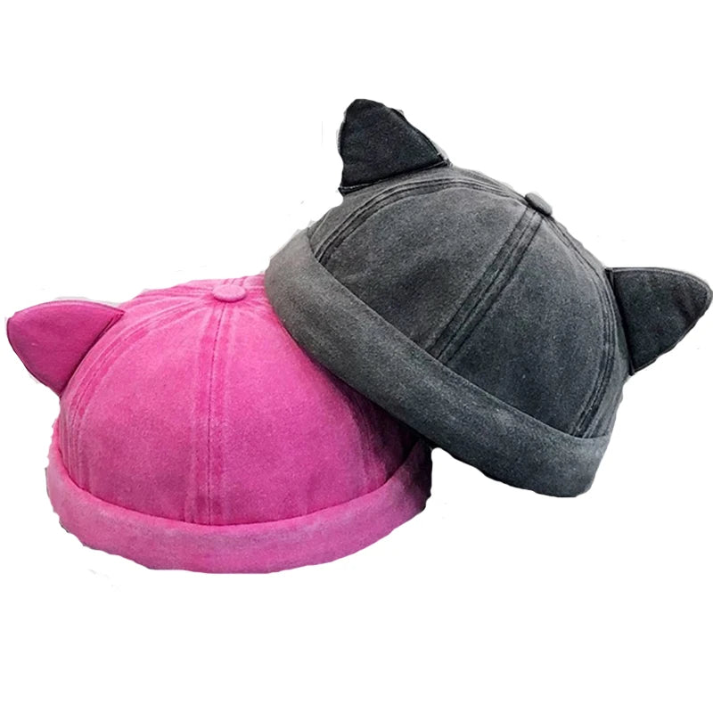 Cute Cat Ears Adjustable Skullcap Unisex, Suitable For All Ages, New Decorative Hat