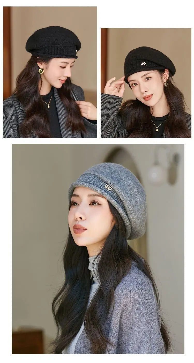 Women's Winter Knit Beret - Fashion  Hat Soft Warm Comfortable Stretchy Cap for Cold Weather