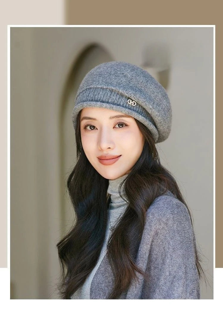 Women's Winter Knit Beret - Fashion  Hat Soft Warm Comfortable Stretchy Cap for Cold Weather