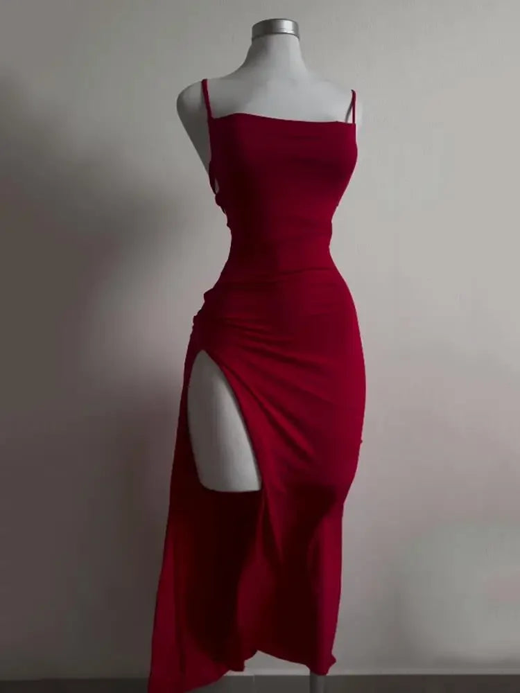 2025 explosive new dress summer high sensibility halter strap Spice Girl bag hip dress