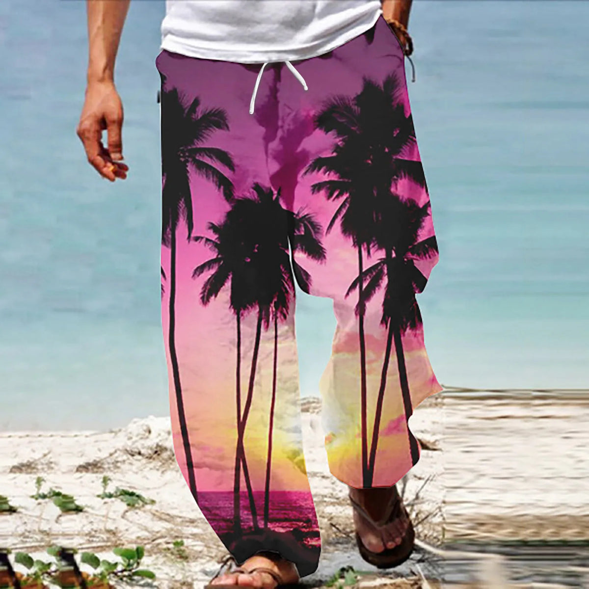 Summer Beach Hippie Harem Pants For Men Streetwear Baggy Boho Yoga Hawaiianss Drop Crotch Trouser Men'S Clothing Sports Pants