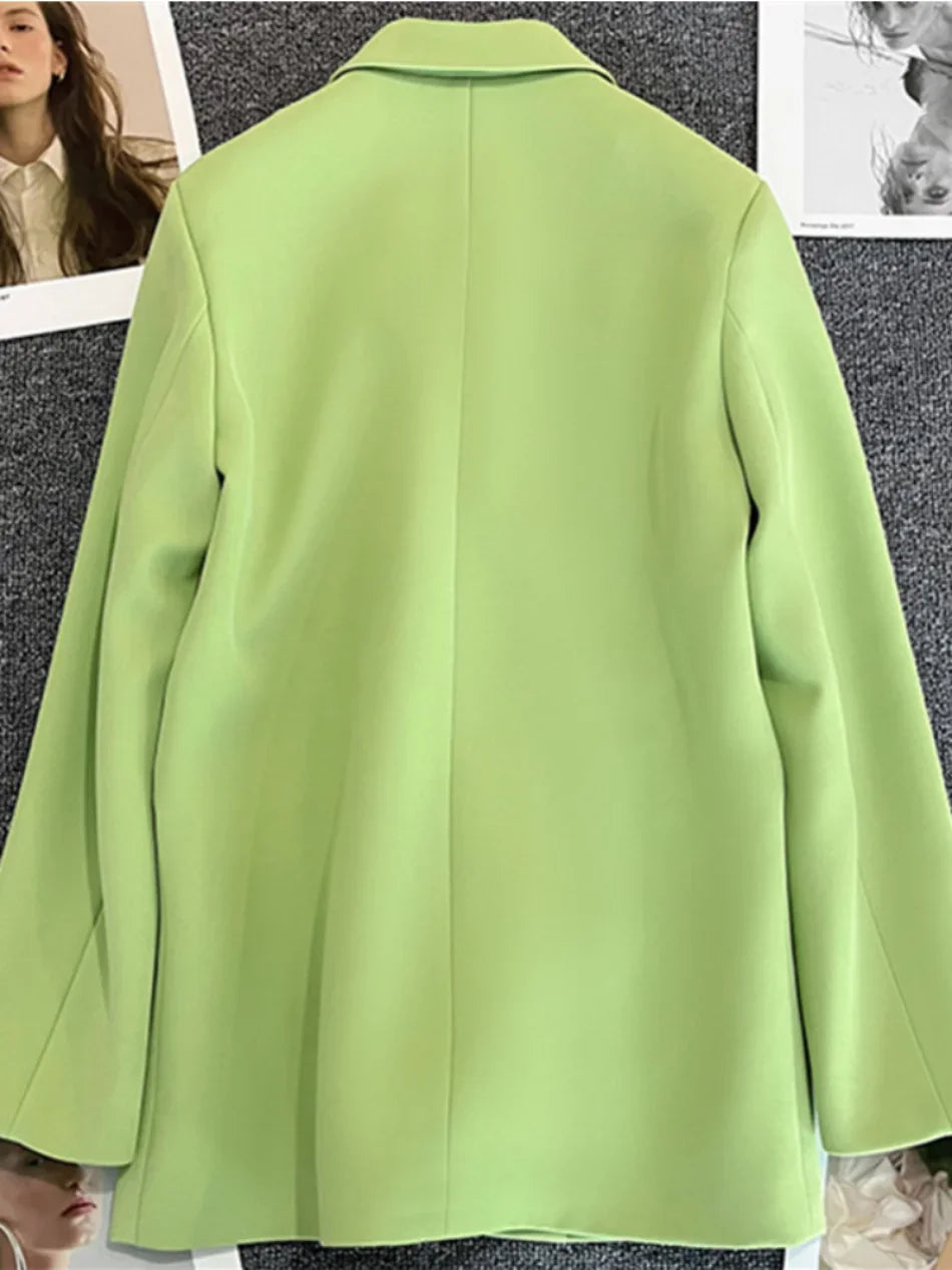 Women Suit Blazer Elegant Coat 2025 Spring Autumn Fashion Korean Blazer Luxury Double Breasted Jacket Solid Ladies Tops Clothes