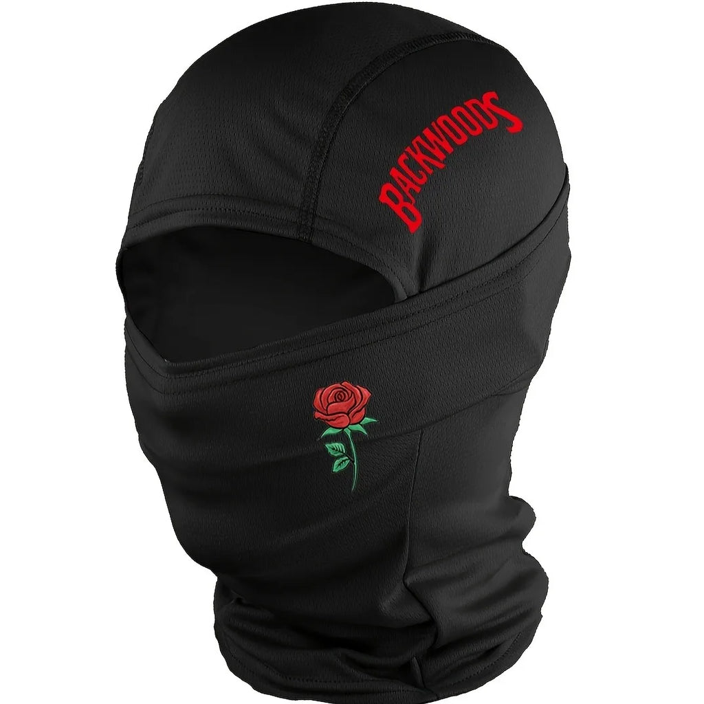 1pc/2pcs optional - Rose BackWOODS printed balaclava hat windproof dustproof breathable - unisex outdoor sports full face mask