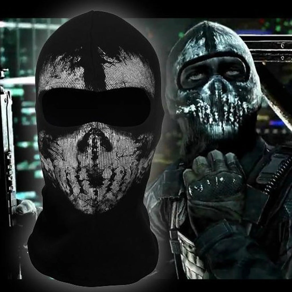 Mask Skull Ghost for Motorcycle Black Cosplay Costume Ghost Face War Game Skeleton Riding Outdoor Headwear Windproof Masks