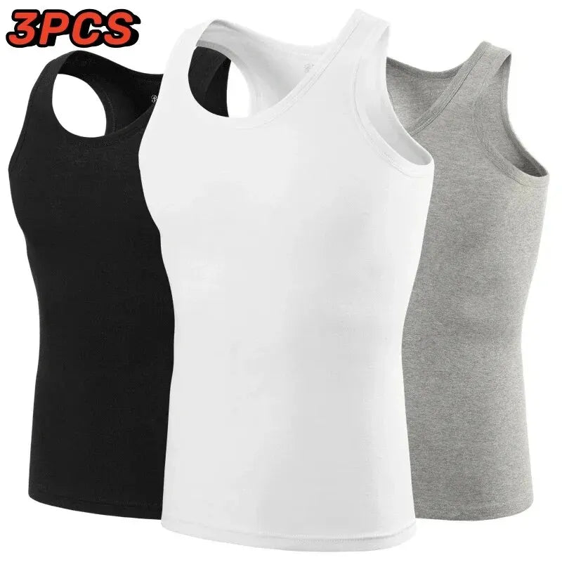 1/3 Piece Men's Cotton Breathable Foundation Joker Black And White Vest Youth Thin Slim Fitness Sports Running Breathable Top