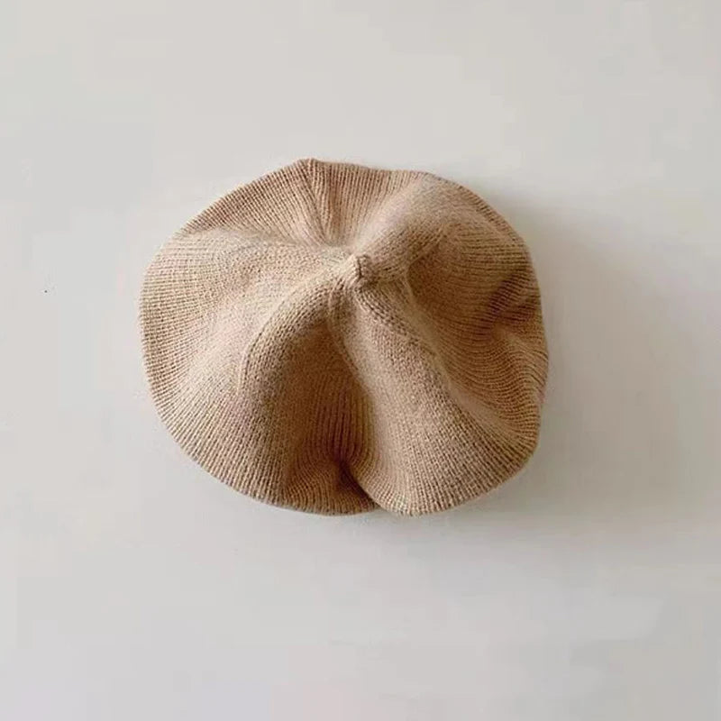 Fashion Cute Baby Knitted Beret Hat Solid Color Children's Warm Hats Autumn Winter Cap For Kids Outdoor Bonnet Accessories Gift