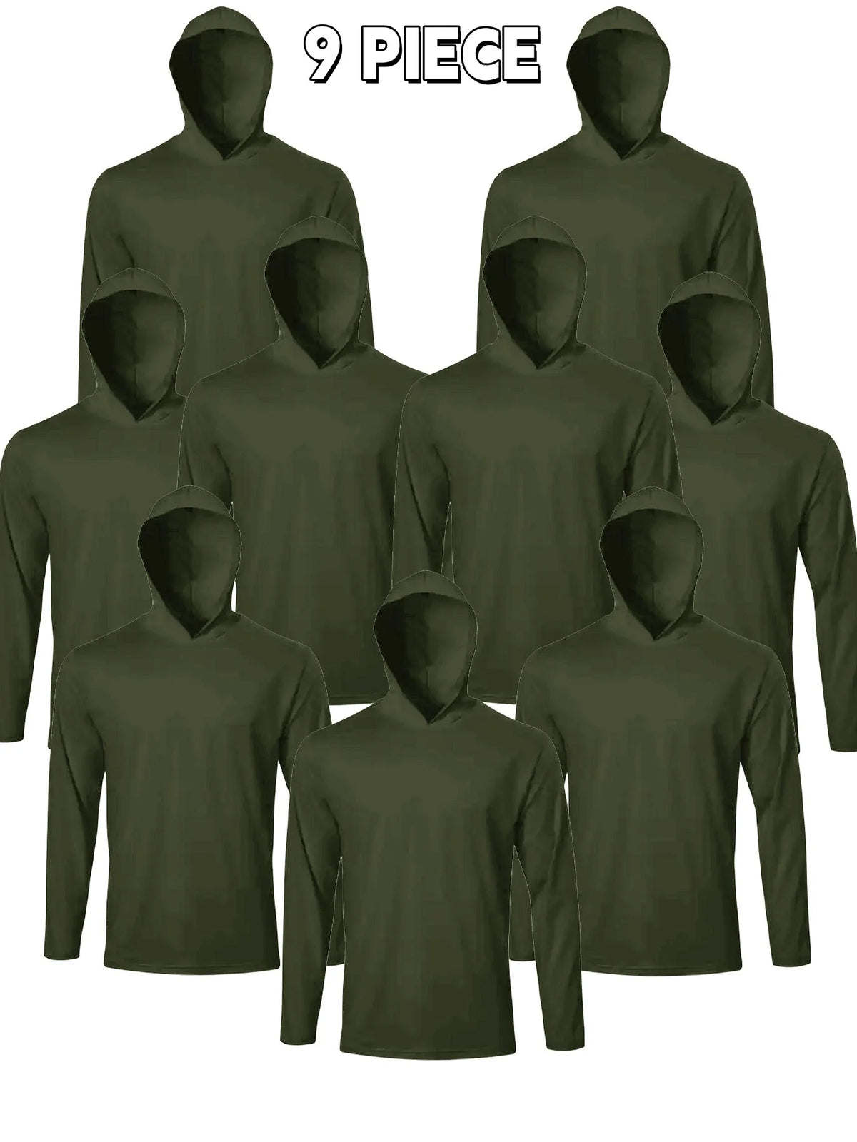 9-Pack Men's Hooded Long Sleeve Shirts - Breathable Comfort Sport Tees Ideal for Daily Exercise Fitness and Training Wear
