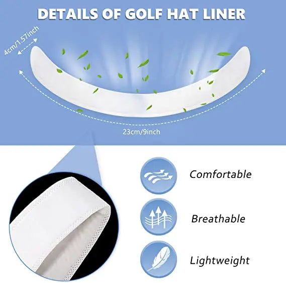 Hat Sweat Absorber Stickers Summer Cap Liner Bands Sweatband Visor Hat Size Reducer Adhesive Sweat Absorbing Strips Pads
