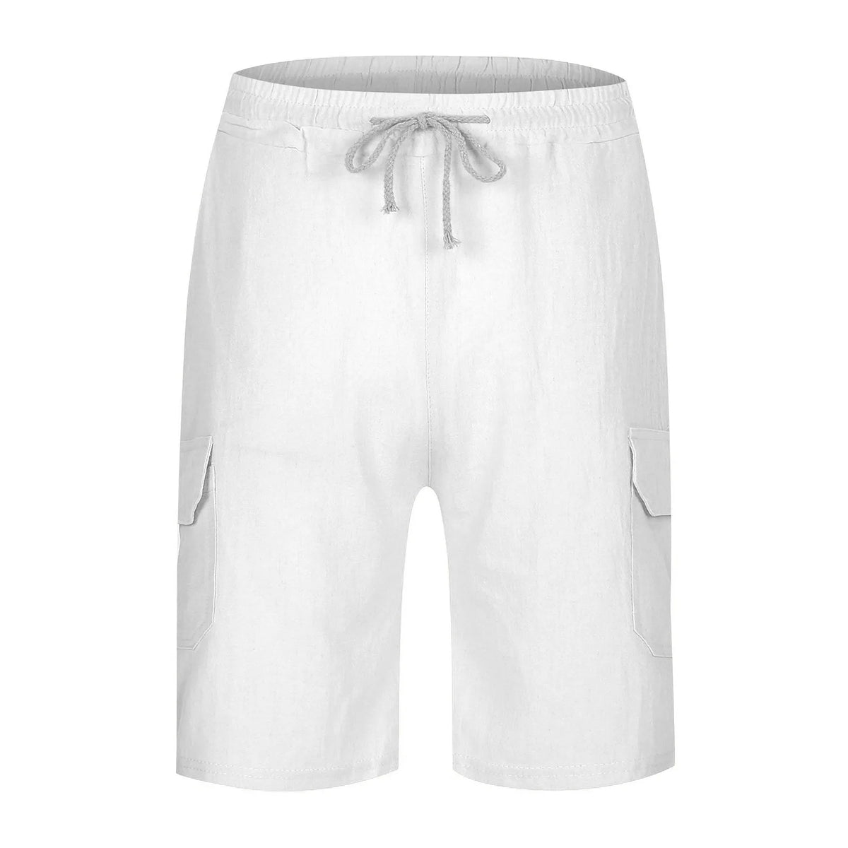 Men Spring And Summer Pant Casual All Solid Color Cotton Linen Loose Trouser Fashion Pockets Wide Leg High Waist A-word Shorts
