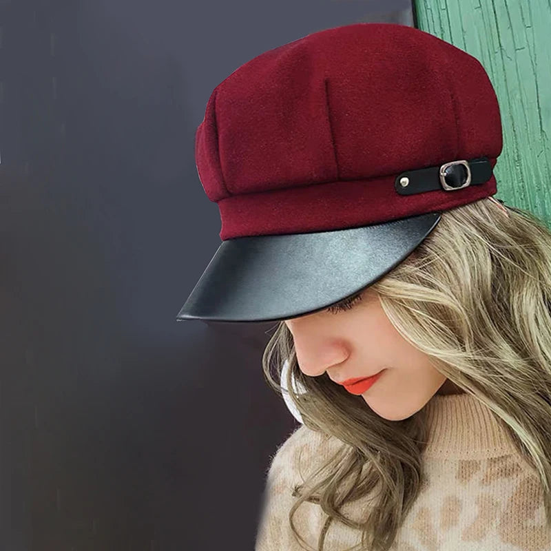 Vintage Beret Newsboy Hat Adjustable Autumn Winter Hat Beret Octagonal Cap Soft Woolen Beret For Women Berets Painter Cap