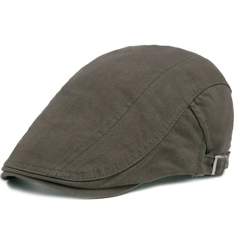Beret Hat for Men Casual British Style Spring and Autumn Casual Forward Hat Cotton Vintage Solid Color Sunshade Baseball Cap