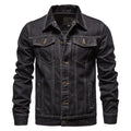 2025 Autumn Men Solid Denim Jackets Fashion Motorcycle Vintage Jeans Jackets Hommes Slim Fit Cotton Casual Black Blue Coats