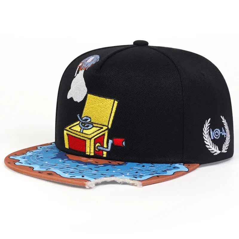 Unisex Eye PIZZA Embroidery Hip-hop Hats Spring and Autumn Outdoor Adjustable Casual Baseball Caps Sunscreen Hat