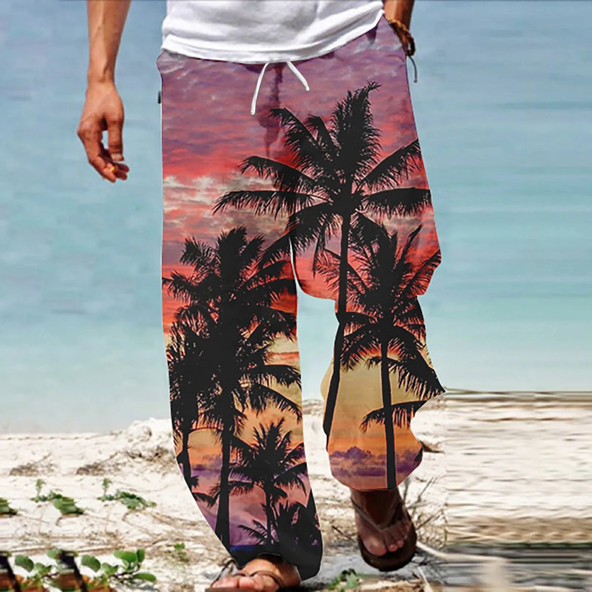 Summer Beach Hippie Harem Pants For Men Streetwear Baggy Boho Yoga Hawaiianss Drop Crotch Trouser Men'S Clothing Sports Pants
