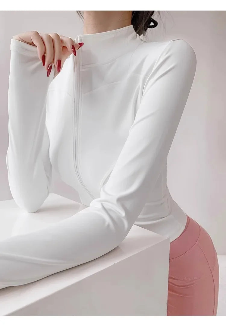 Sun Quick Drying Sports Coat Women's Tight Top Yoga Jacket Long Sleeve Zipper Jacket Running Fitness Women's Jacket S-3XL