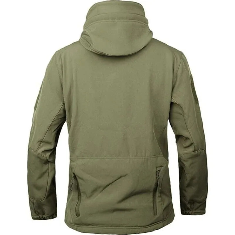 Men's Hooded Casual Military Outdoor Utility Jacket Fashion Sharkskin Soft-Shell Tactical Waterproof Combat Bomber Jacket