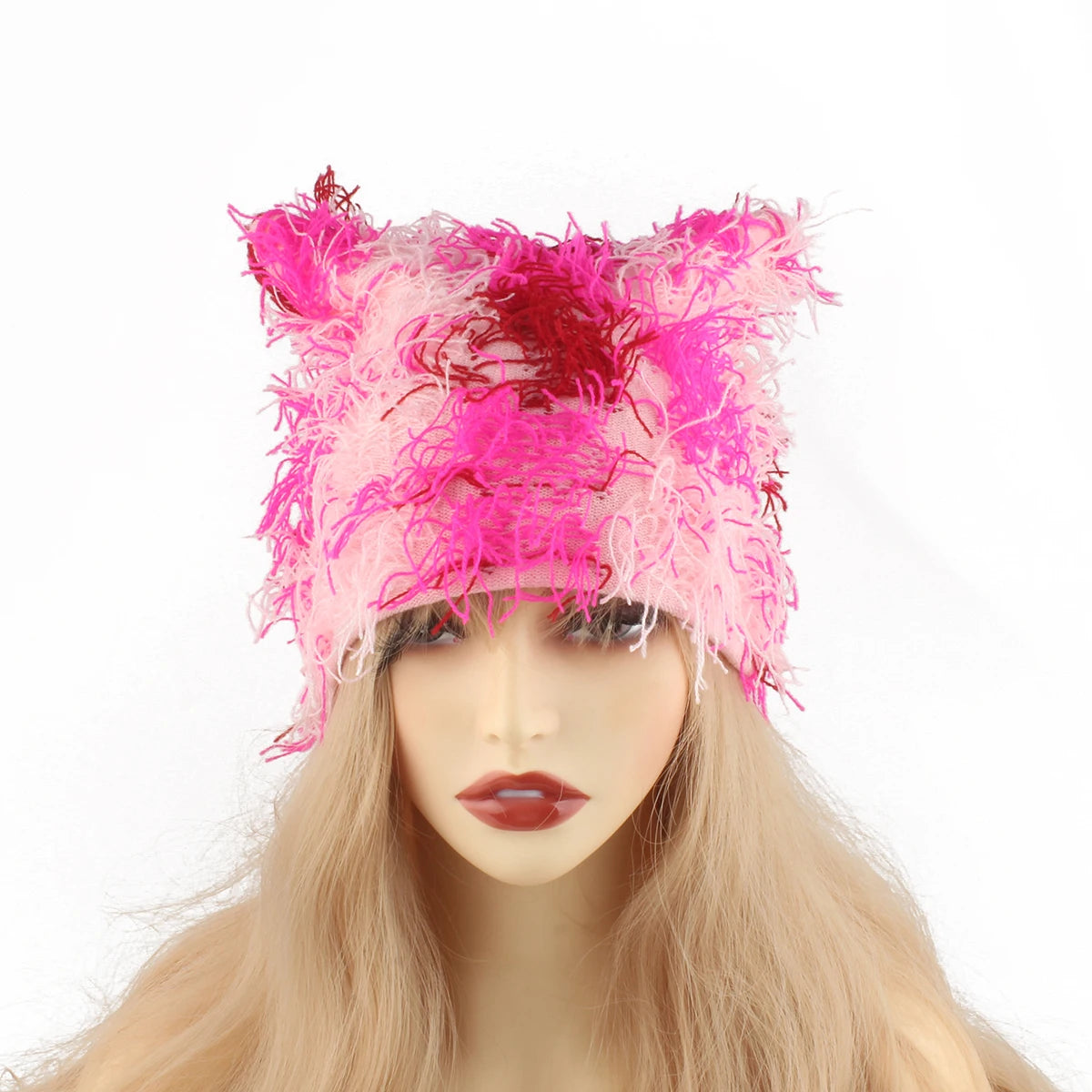 Autumn Winter Hats Cat Ears Knitted Hat Unisex Fashion Street Punk Hip Hop Caps Balaclava Black Pink Skullies Bea