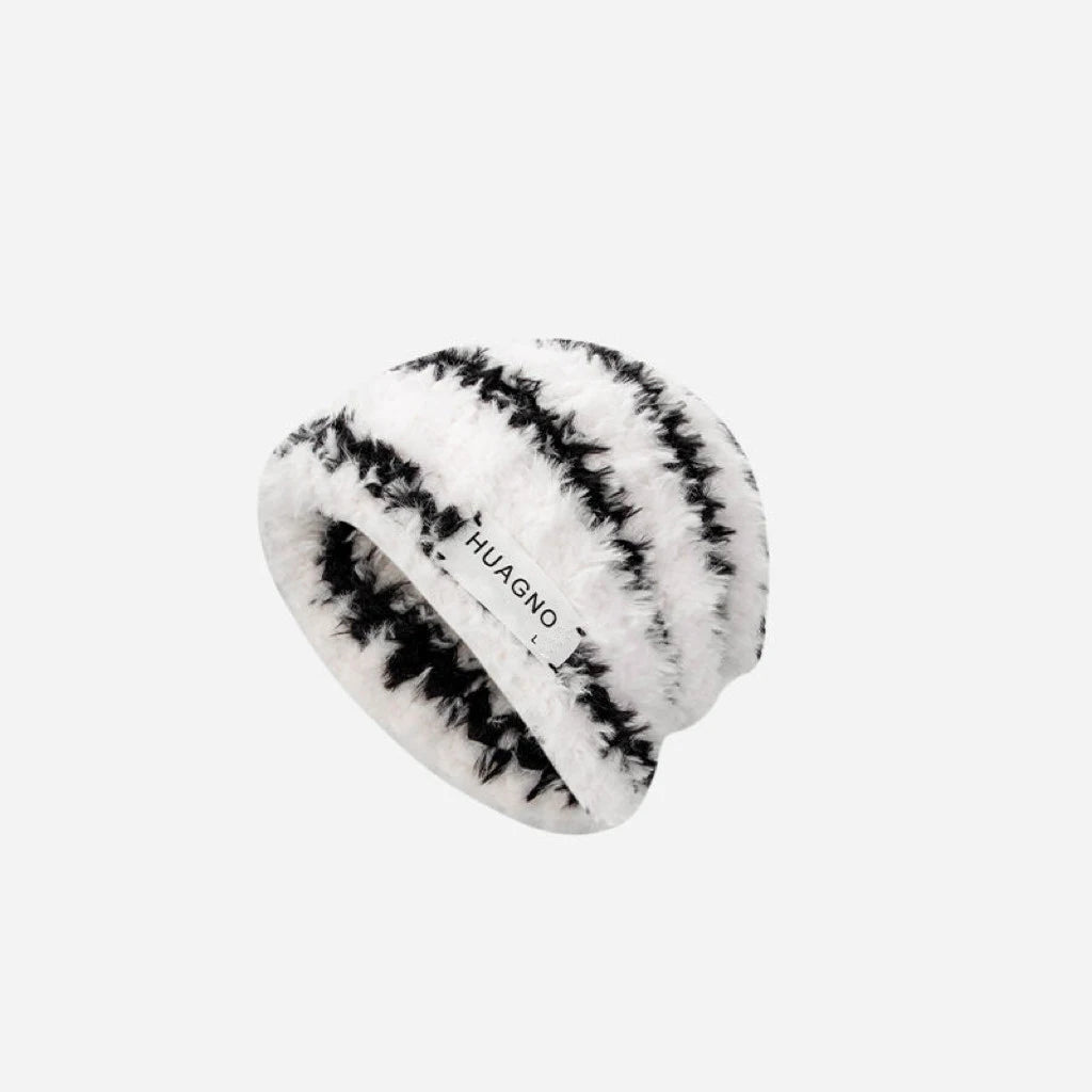 New Style Knitted Hat - Slimming Effect on Face, Plush and Warm, Thick Headband, Ear Protection, Fl Winter Woolen Patterned Hat,