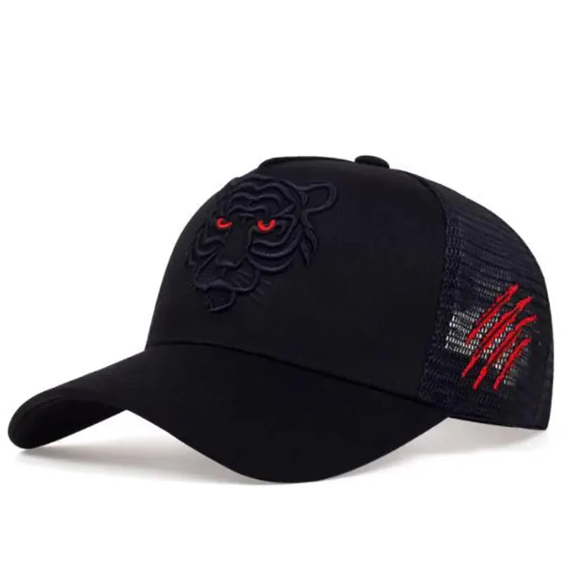 New Year Of The Tiger Natal Year Hat Men's Fashion High Top Tiger Head Embroidery Baseball Cap Trendy Brand Big Head Bib Cap