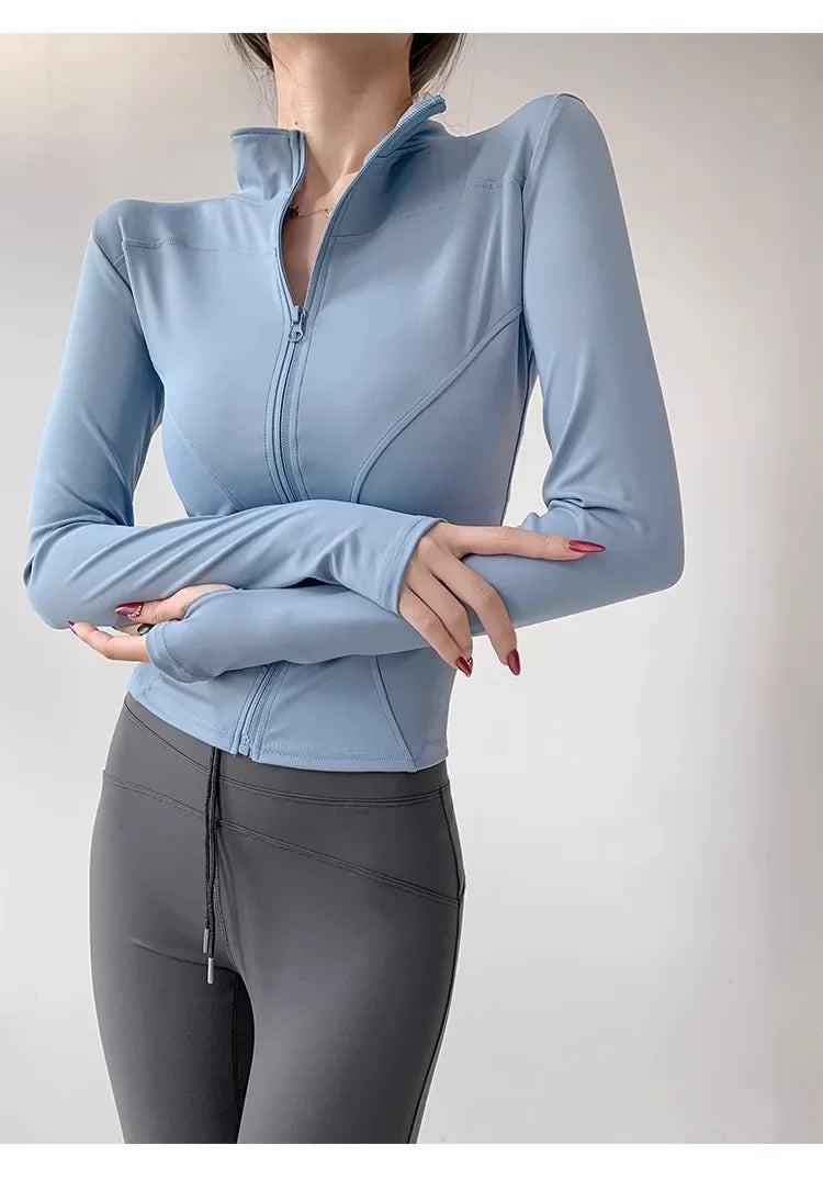 Sun Quick Drying Sports Coat Women's Tight Top Yoga Jacket Long Sleeve Zipper Jacket Running Fitness Women's Jacket S-3XL
