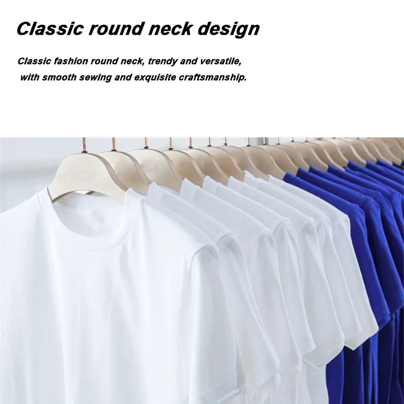 Summer Men's Cotton Blend High Quality Casual Sports Loose Cool Fashion Funny Focus Print Round Neck Short Sleeved T-shirt Tops