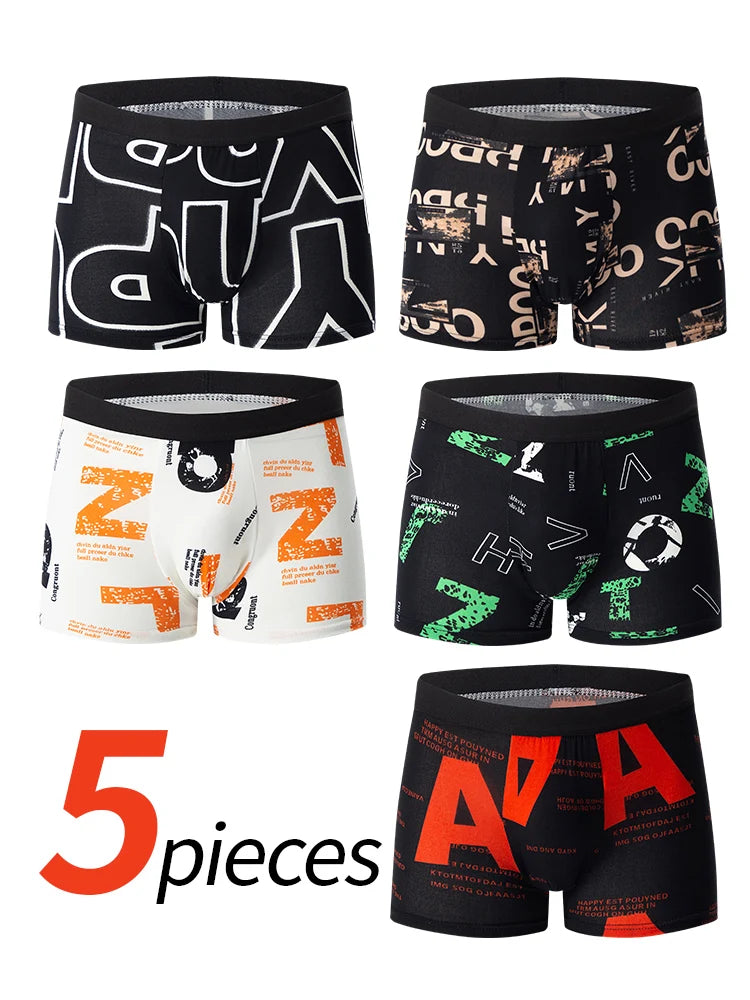 5 /10 Pack Men's Black Gold Printed Boxer Underwear Comfortable And Versatile Plus Size Sexy Young Men's Leisure Sports Beach sh