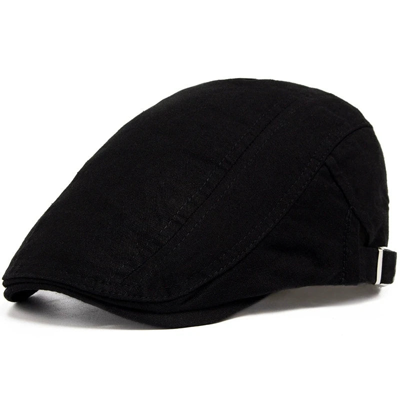 Beret Hat for Men Casual British Style Spring and Autumn Casual Forward Hat Cotton Vintage Solid Color Sunshade Baseball Cap