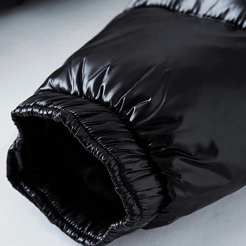 Men's Down Jacket Casual Black Glossy Couple Unisex Hooded Puffer Outwears Mens Lightweight Warm Thickened Bread Padded Coat