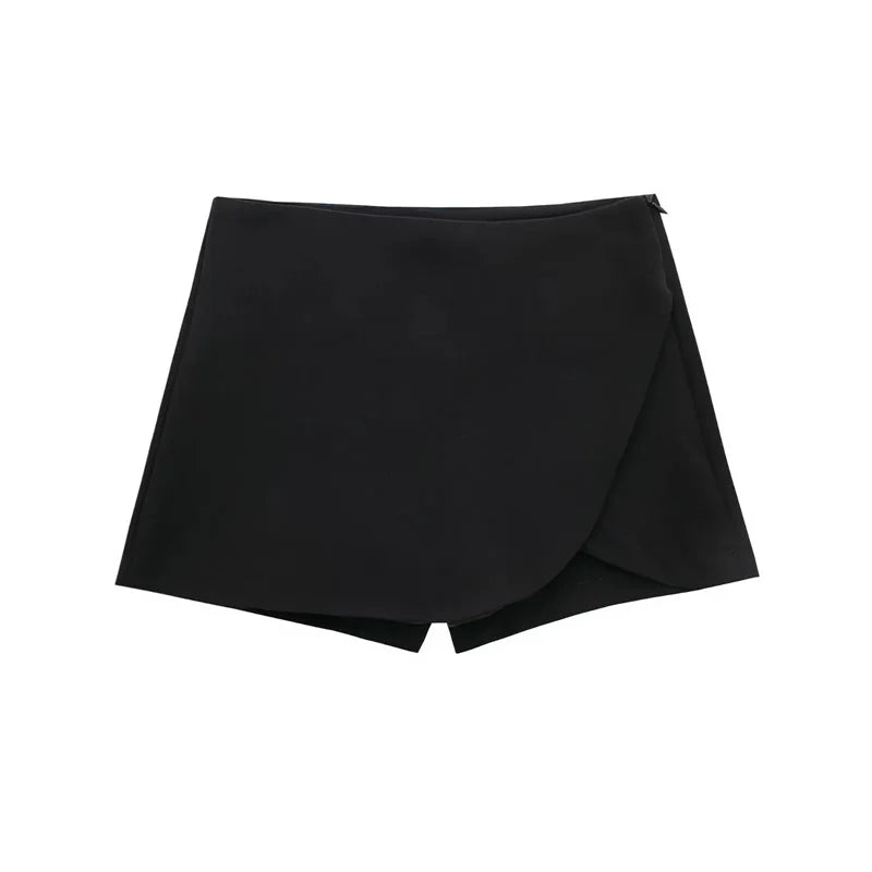 MUJER 2025 Black Mini Skirt Shorts Woman Fashion Asymmetric Skort For Women High Waist Short Skirts Woman Summer Casual Shorts