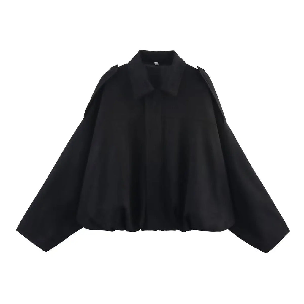 ETJ 2026 Spring New Women's Suede Texture Effect Loose Version of Fashion Lapel Shoulder Jacket