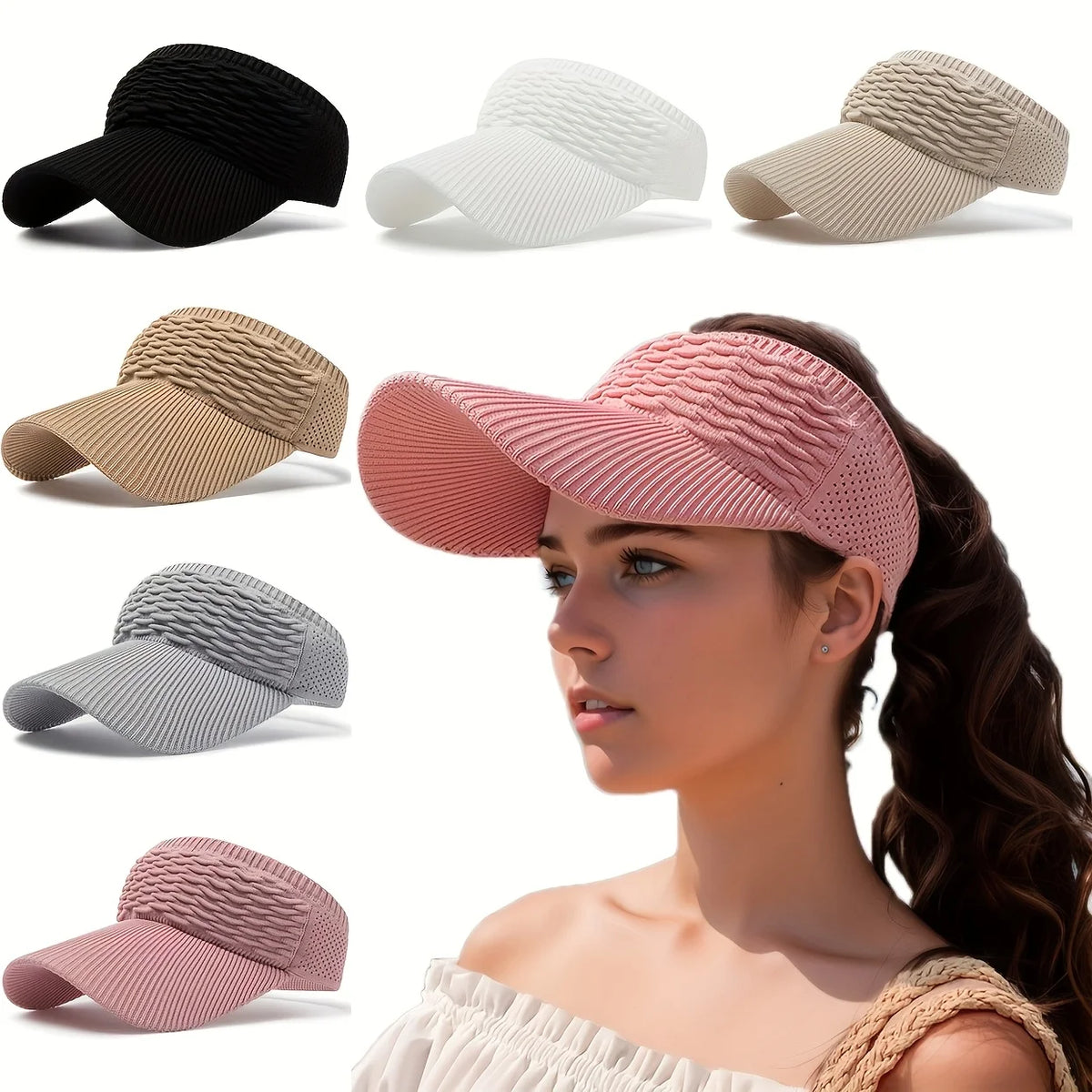 Women's Outdoor Sports Visor Sun Hat, Breathable Elastic Sun Cap for Spring and Summer, Solid Color Knitted Running UV Protection Hat, Ideal for Casual Jogging, Outdoor Activities and Daily Wear, Gift Options for Valentine's