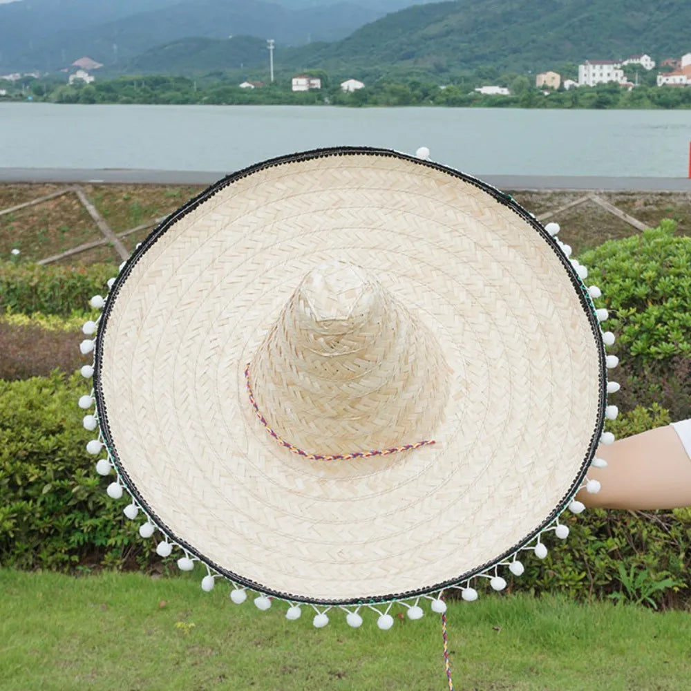 Summer Colorful Wide Brim Mexican Party Hat Halloween Sombrero Straw Hats Decor Party Beach Hat Men