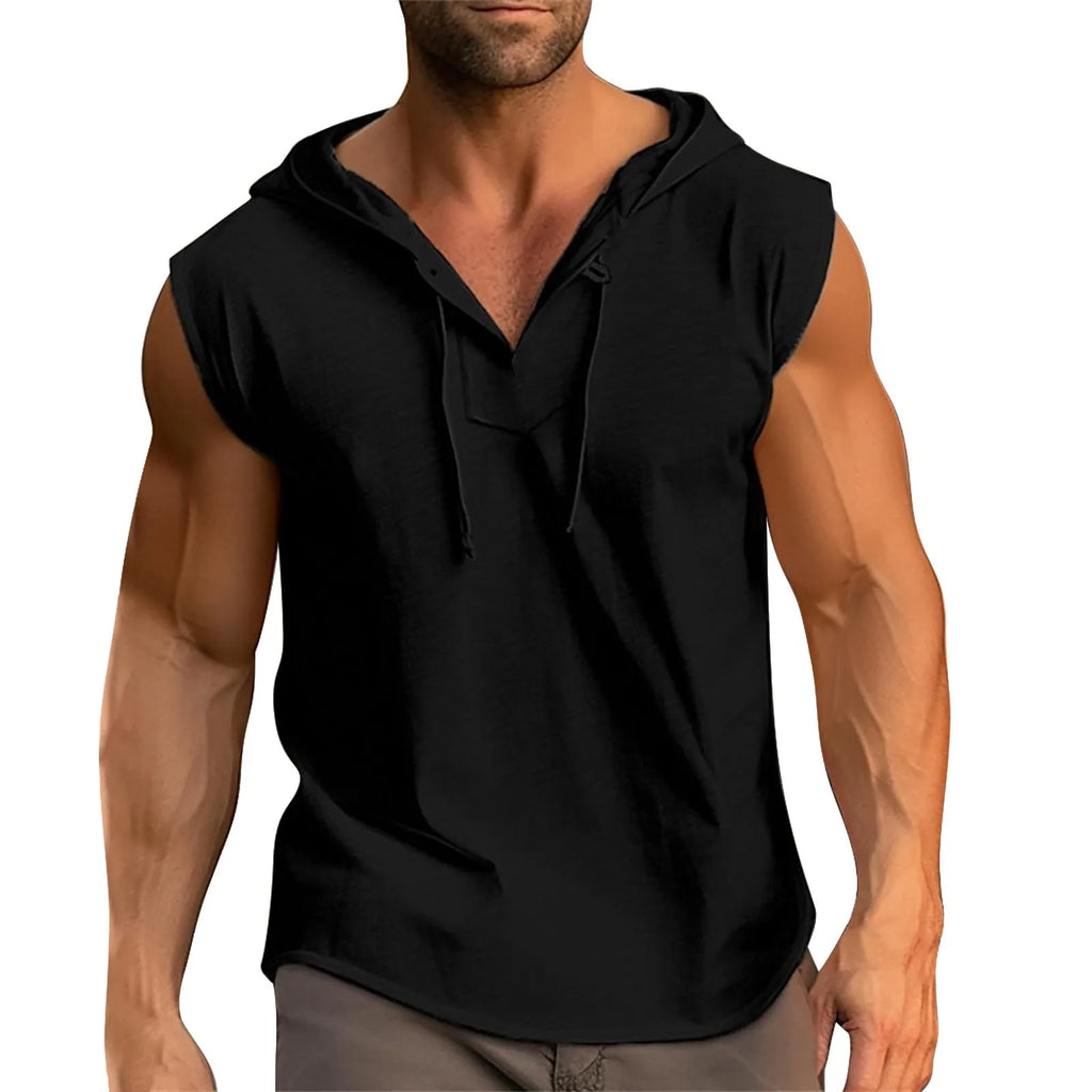 Mens Sleeveless Hoodies Casual Hooded Tank Tops Men Bodybuilding Vest Gym Workout Fitness Waistcoat Male Muslce Undershirts