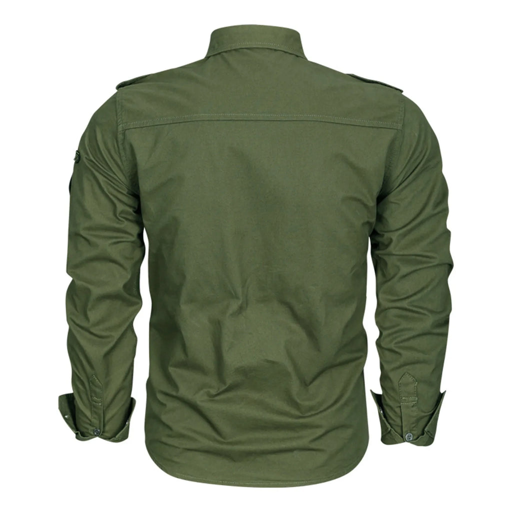 Men'S Solid Color Linen Shirt Mens Spring And Autumn Outdoor Tooling Solid Color Casual Long Sleeved Shirt VêTement Homme