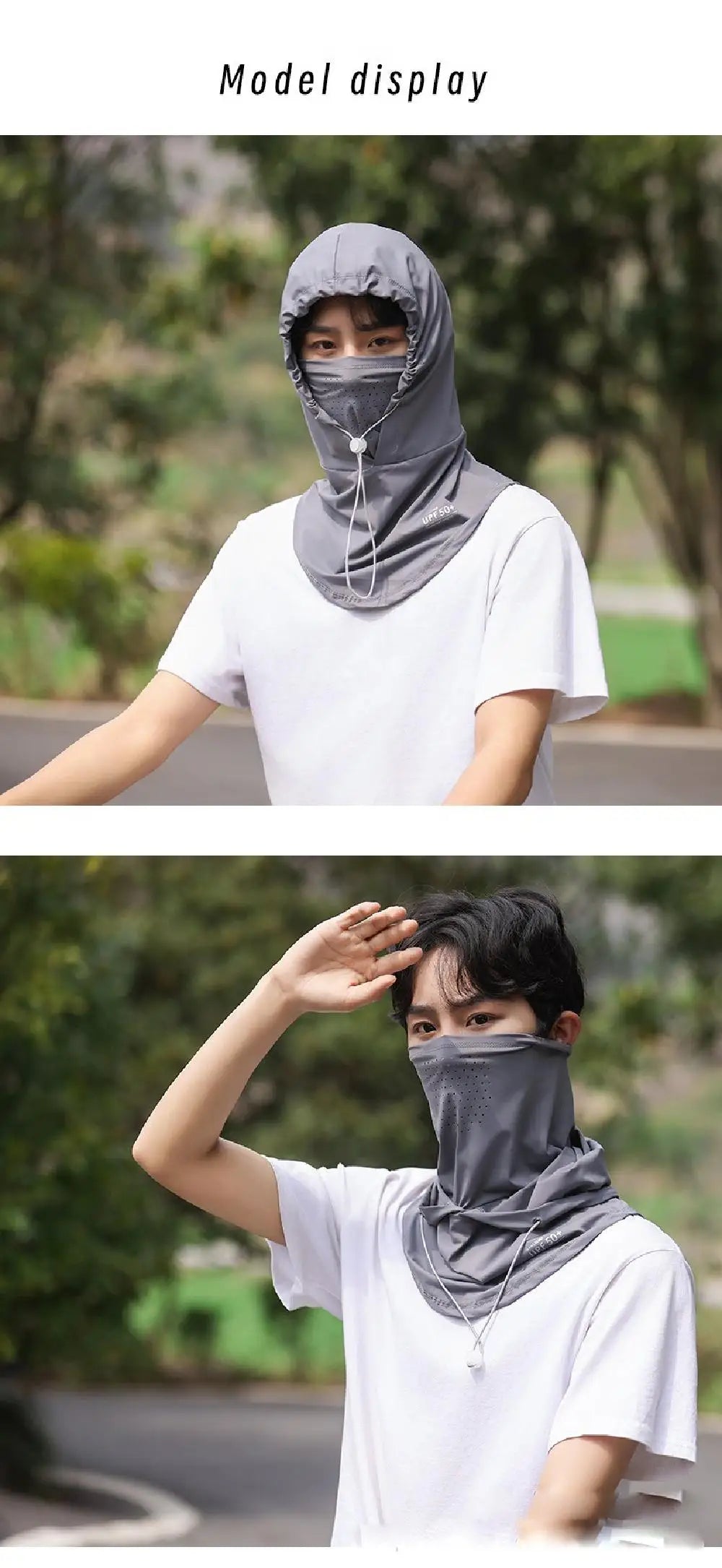 Head Wrap Unisex Beach Cap Summer Anti-UV Sunscreen Hat With Mask Shawl Breathable Ice Silk Pullover Cap