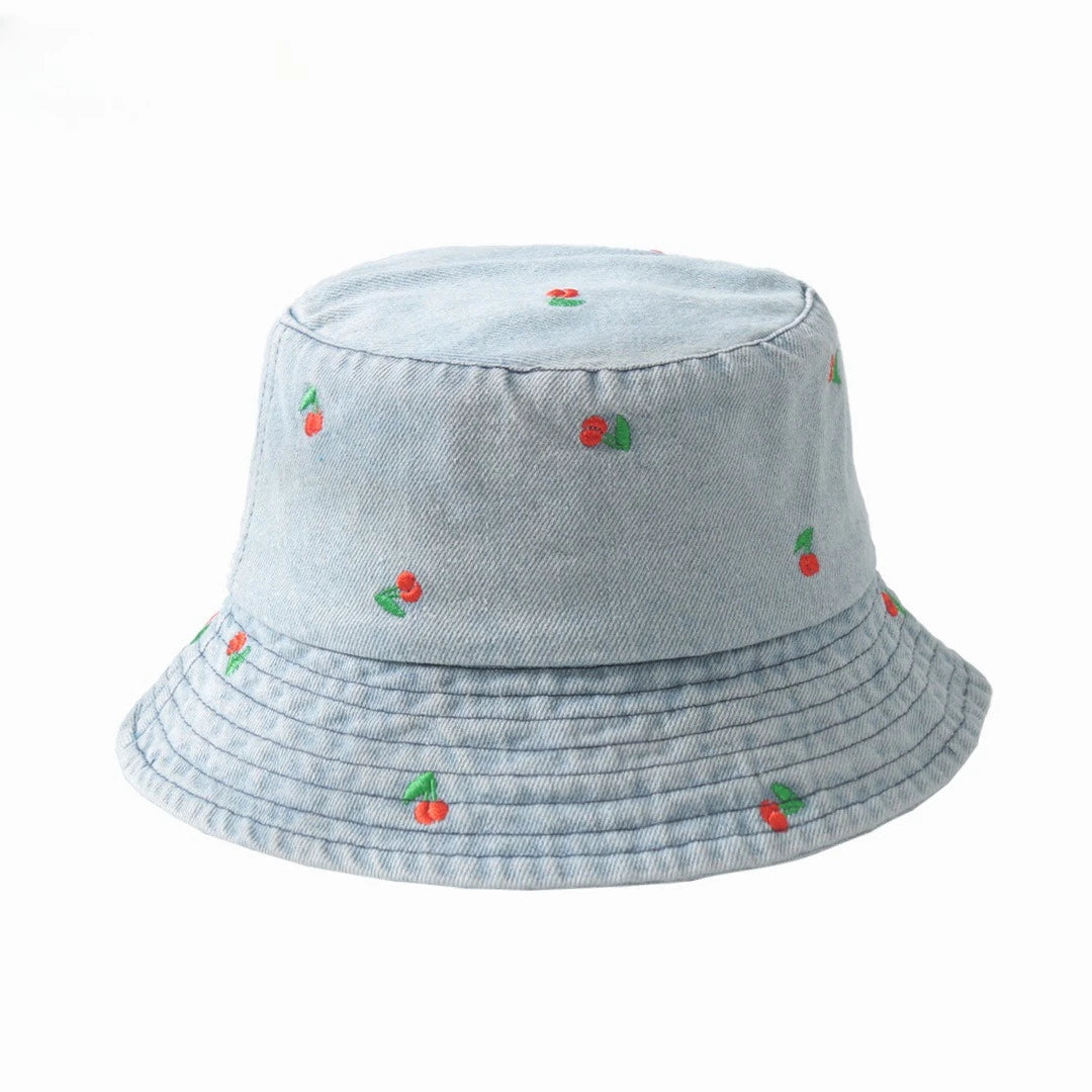 Popular Little Daisy Embroidered Cotton Summer Jeans Bucket Hat Cap For Women Spring Fisherman Hat Outdoor Travel Sunshade Gift